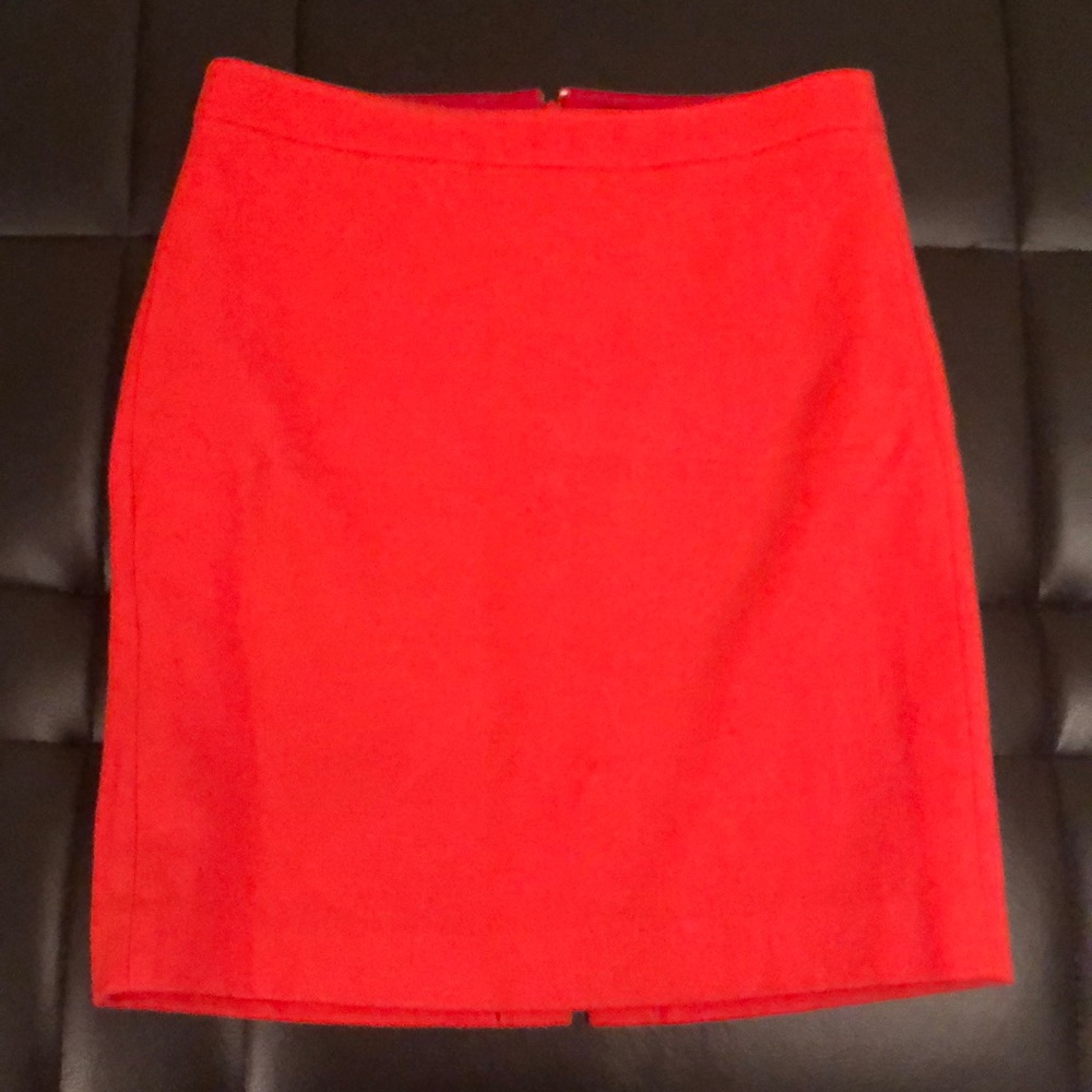 J.Crew Orange Wool Blend Pencil Skirt